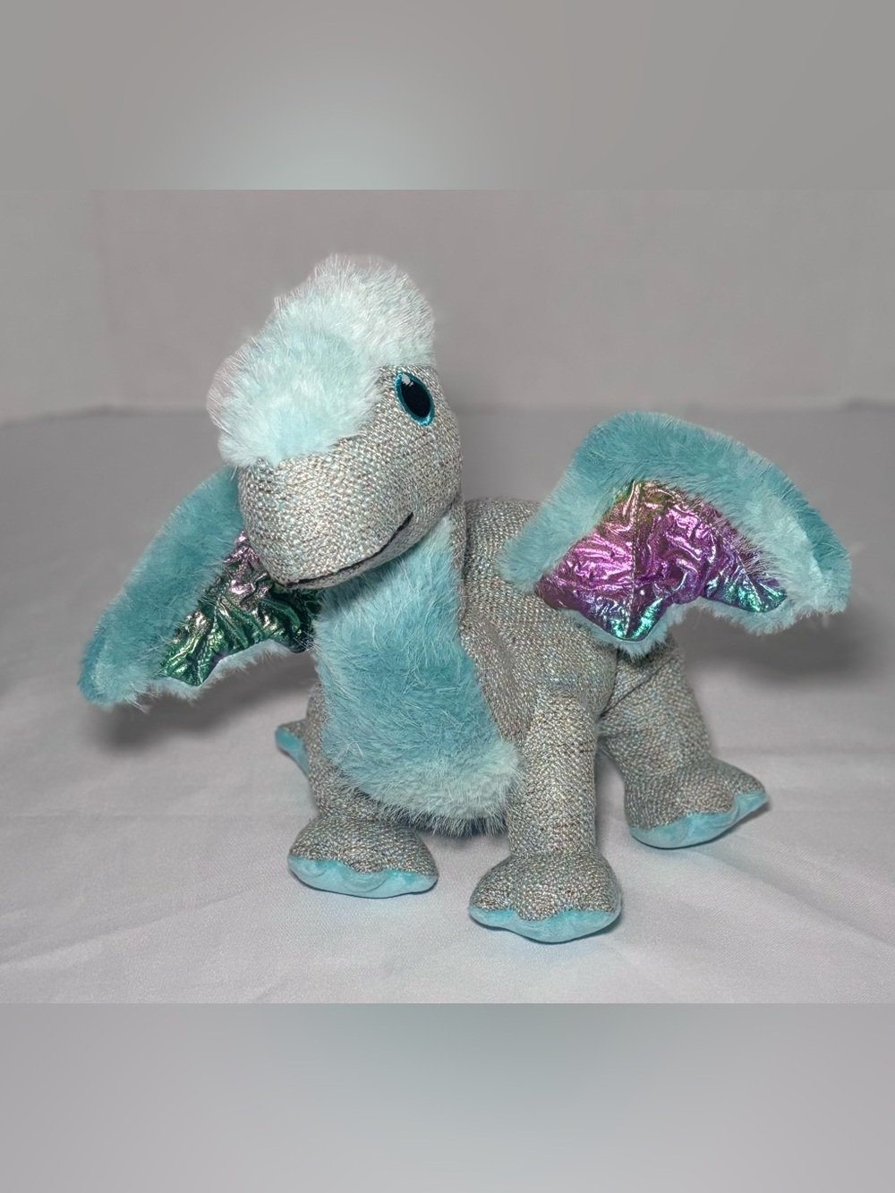 Flying Fuzzy Dinosaur/Dragon Aqua Plush